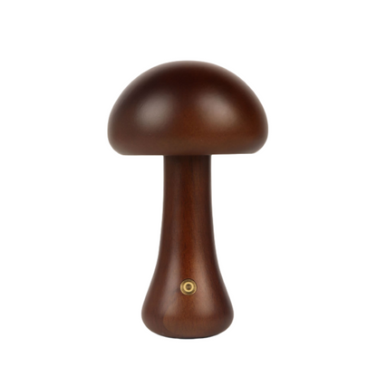 Wooden Mushroom LED Night Light - Rechargeable & Portable