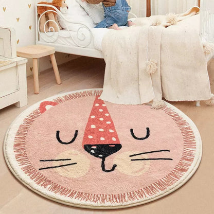 Cute Cartoon Round Rug for Kids' Room and Living Room