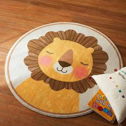 Cute Cartoon Round Rug for Kids' Room and Living Room