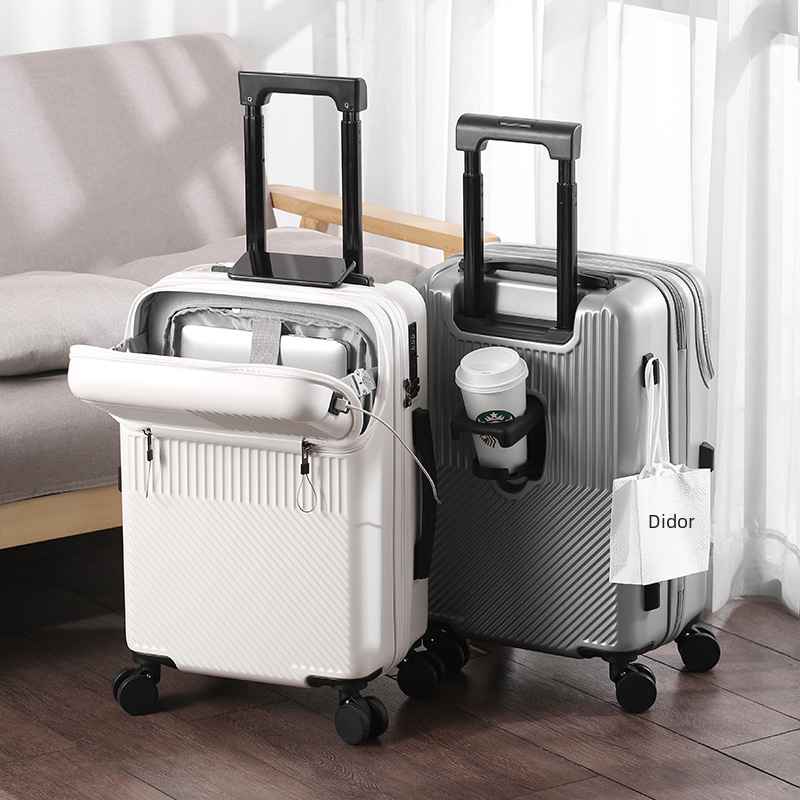 20-Inch Multifunctional Travel Suitcase with Cup Holder